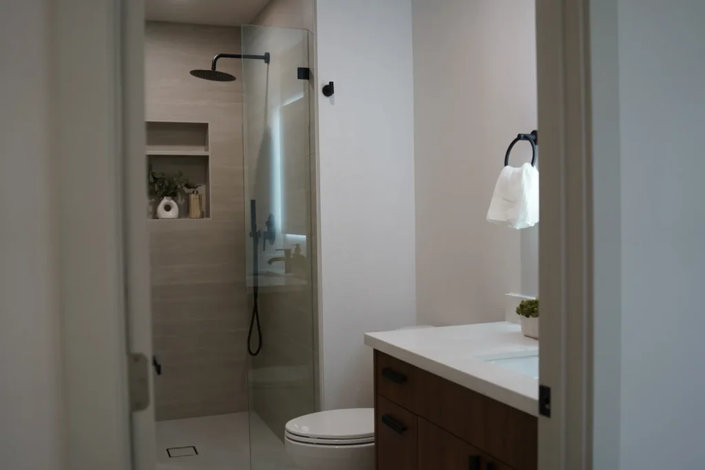 DADU design build in Burien WA bathroom with walk-in shower